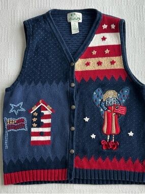 The Quaker Factory 4th of knit July button vest size Medium